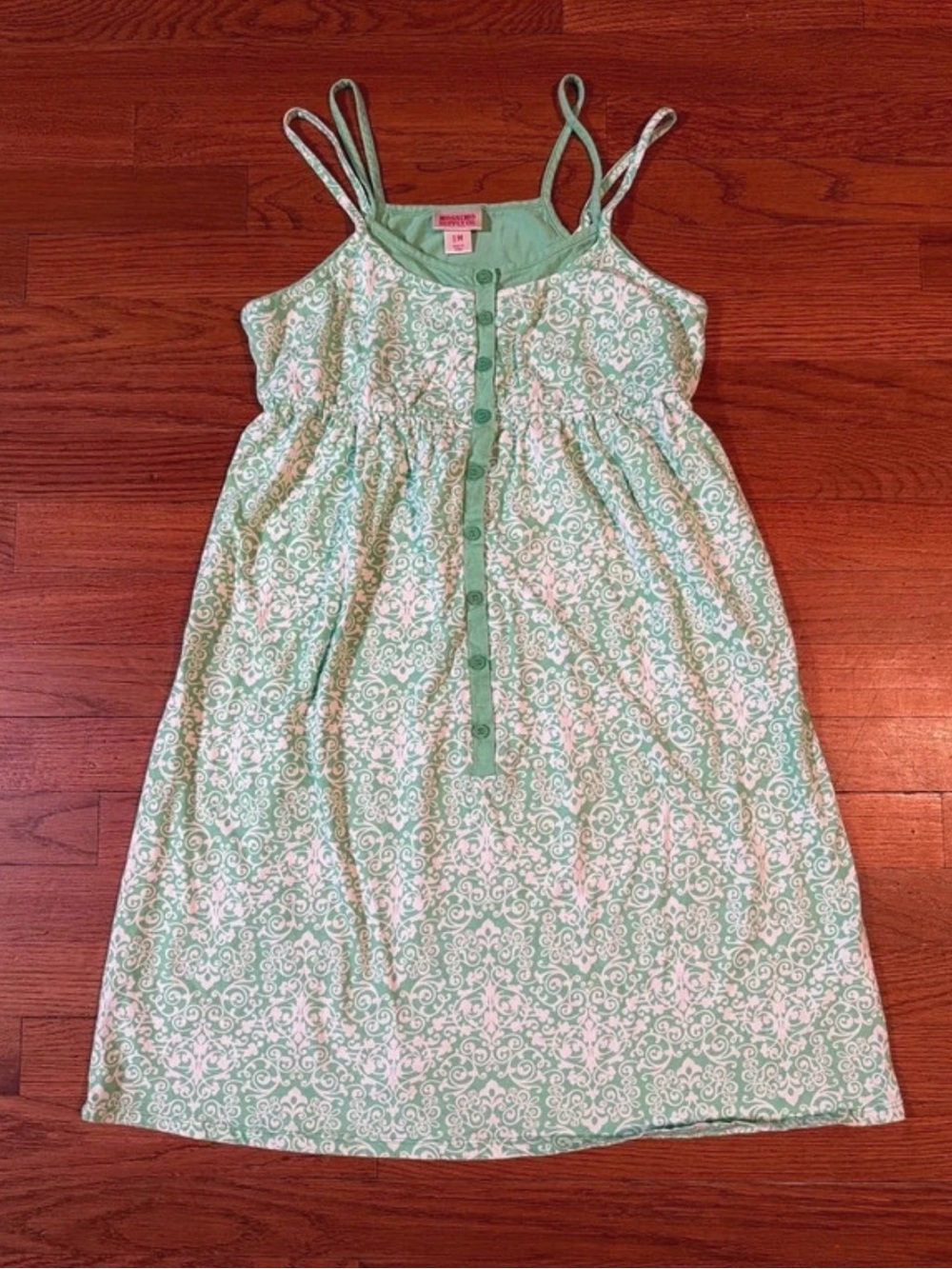 Y2K Mossimo Supply Co. Mint Green and White Sleeveless Midi Dress